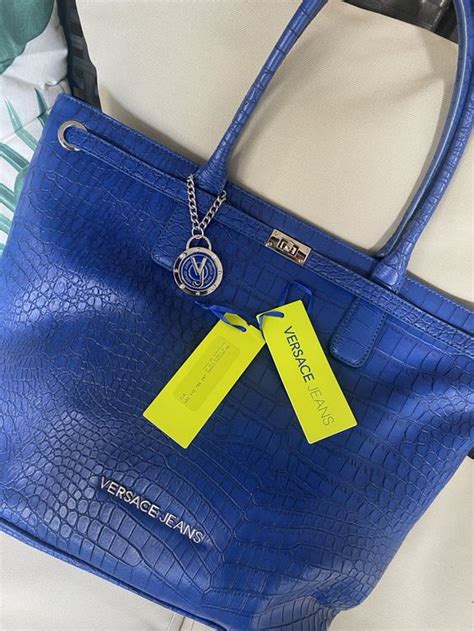 versace collection tasche blau|Versace purses black label.